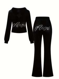 2026 कस्टम गैंडा लोगो जैकेट शर्ट लेगिंग और फ्लैयर पैंट जिप जैकेट ट्रैकसूट महिला दो पीस आउटफिट - Product Image 2