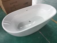Baignoire autoportante ovale en surface solide, moderne, en acrylique pur, écologique, avec massage à air, finition blanc brillant, longueur 1,7 m
