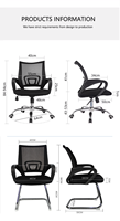 Chaise de bureau pivotante commerciale ergonomique à dossier croisé, base en acier inoxydable, dossier bas, hauteur réglable, design moderne