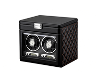 Boîte de rangement automatique pour montres avec moteur silencieux japonais, lumière LED, résistante aux chocs, design rectangulaire, intérieur en cuir