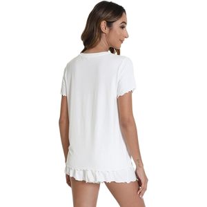 Custom Women's Bamboo Viscose Pajama Set Short Sleeve <b>Top</b> With Shorts Cooling Sleepwear S Xl - Product Image 1