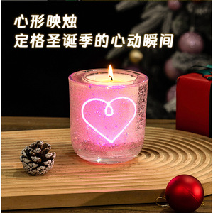 Vela aromática personalizada con luz LED, vaso transparente con base curva, venta al por mayor, regalo romántico para el Día de San Valentín, adorno. - Product Image 4
