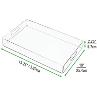 Plateaux de service en plastique, 10 pièces, plateau de service de luxe empilable, forme carrée en marbre et couleurs, avec poignée en acrylique