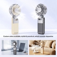 Mini ventilateur pliable 3600 mAh, vitesse du vent réglable, ventilateur portatif à brume rafraîchissante, mini ventilateur