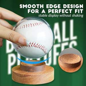 Estuche de exhibición de béisbol acrílico, soporte de softbol de <span class=keywords><strong>cubo</strong></span> transparente con Base de madera, caja de soporte de pelota Glof autógrafo para <span class=keywords><strong>pelotas</strong></span> de <span class=keywords><strong>tenis</strong></span> - Product Image 4