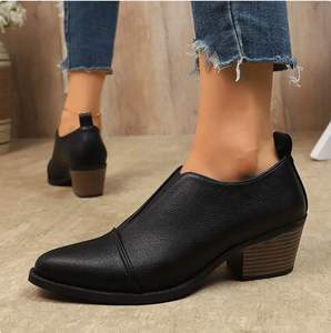 <span class=keywords><strong>Chaussures</strong></span> en cuir à talons épais et pointus pour femme, nouvelle collection automne 2026, style rétro professionnel, pour femme - Product Image 6