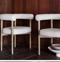 Fauteuils en bouclette de laine d'agneau de luxe modernes VL pour café, restaurant, design scandinave, fauteuil de salle à manger en tissu