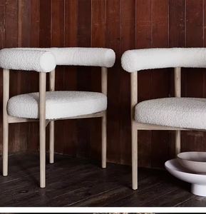 Sillas Modernas de Lujo VL con Tapicería de Lana de <span class=keywords><strong>Cordero</strong></span> para Cafetería y Restaurante, Silla de Comedor con Brazos de Diseño Escandinavo - Product Image 5