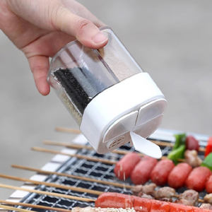 Ustensiles de cuisine intelligents, barbecue portable d'extérieur, couvercle rabattable, boîte à épices à quatre compartiments, boîte à poudre de poivre, shaker à assaisonnements transparent en plastique PS - Product Image 4