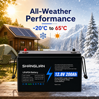 Batterie au lithium fer phosphate 12,8 V 200 Ah 2560 Wh à décharge profonde IP65 pour camping-car, marine, alimentation de secours hors réseau pour l'approvisionnement en gros