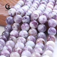 Perles en Lepidolite Violette Naturelle de Niveau 2, 6/8/10mm, en Gros, pour la Fabrication de Bijoux