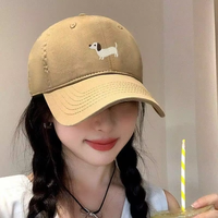 Casquette de baseball douce à 6 panneaux avec broderie de teckel de dessin animé mignon, style coréen, haute qualité, pour printemps-été