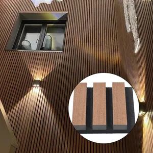 Akupanel gỗ Veneer cách âm tường Bảng điều khiển nội thất gỗ Slatted Acoustic Bảng điều khiển