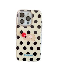 Coque de téléphone 3D double couche motif éléphant à pois noirs japonais coréen pour iPhone 17 Pro Max 16 15 14 - Product Image 1
