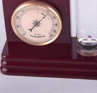 Jam Dinding Desain Art Deco dengan Mesin Quartz, Bingkai Kayu, Peramal Cuaca, Termometer Galileo, Higrometer, dan Barometer