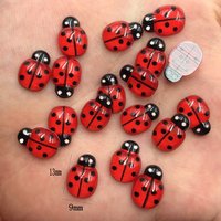 Cabochon plat en strass en forme de coccinelle rouge mignonne, pour scrapbooking, décoration de la maison, figurines artisanales
