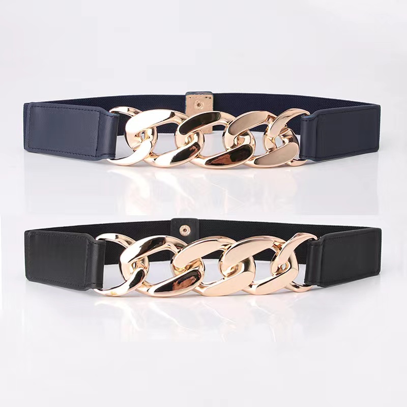 Европейский и американский тренд, широкий металлический ремень с толстой цепью, эластичный ремень для мотоцикла в стиле панк, декоративный ремень для костюма