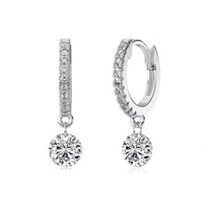 Dylam Jewelry Supplier Manufacturer 925 <b>Silver</b> Elegance Design Dangle 5A Zirconia <b>Clip</b>-on Hoop Earrings Jewelry for Women - Product Image 1