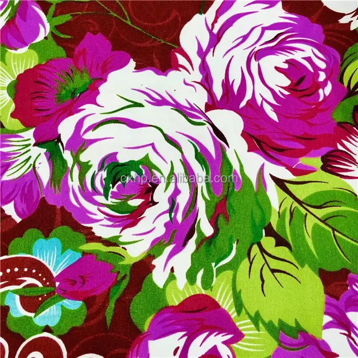 Indonesia/ Malaysia market 3D big rose flower plain 100 polyester disperse print bed sheet textiles fabric 100 polyester