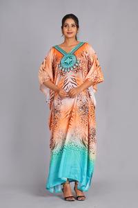 Kaftán de Lujo para Mujer, Estampado Floral, Satén de Algodón Puro, Primavera/Verano, Traje de Baño, Ideal para Regalo, Excelente Precio - Product Image 4