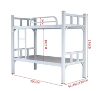 Lit superposé en acier en gros pour dortoir, lit double en métal durable avec barrière de sécurité pour camp de travailleurs et appartement