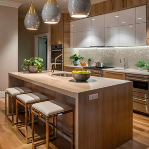 Hiện đại tùy chỉnh rắn gỗ Veneer tủ bếp không thấm nước đá Granite bồn rửa backsplash để sử dụng nhà cho các nhà phát triển bất động sản - Product Image 4