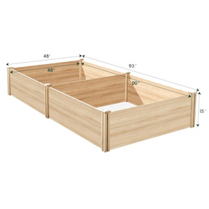 Bac à jardin <span class=keywords><strong>surélevé</strong></span> en <span class=keywords><strong>bois</strong></span> de 8x4 pieds, profondeur de 15 pouces, <span class=keywords><strong>pour</strong></span> légumes, herbes, fleurs, jardinage en plein air, design à base ouverte - Product Image 2