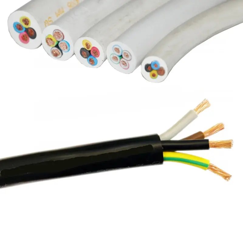 Fio elétrico de PVC de 4 núcleos para alto-falante de áudio, cabo de alimentação flexível para Kvvr Kvv Rvv 1.5mm2-14AWG, cabo de alimentação de cobre OFC Cu CCA XLPE 16AWG 2.5mm