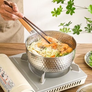 Utensilios de Cocina Japoneses, Sartén Antiadherente de Acero Inoxidable 304, Tapa con Mango de Madera Permanente, Apta <span class=keywords><strong>para</strong></span> Horno/Microondas, Resistente al Calor - Product Image 4