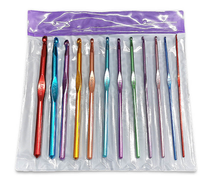 Charmkey 12 pièces/ensemble <span class=keywords><strong>crochet</strong></span> en aluminium coloré ensemble avec paquet de sac en PVC - Product Image 1