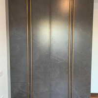 Armoire avec tiroirs, style moderne français, gris métallisé, pour chambre principale, marbre expresso, style côtier