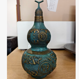 Statuette Wu <span class=keywords><strong>Lou</strong></span> en laiton couleur personnalisée, sculptée, Feng Shui porte-bonheur, finition verdigris doré, décoration de protection pour la maison, style chinois - Product Image 4