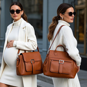 <span class=keywords><strong>Sac</strong></span> à couches en cuir vegan marron <span class=keywords><strong>fait</strong></span> <span class=keywords><strong>main</strong></span> vintage pour maman <span class=keywords><strong>sac</strong></span> à couches pour nouveau-né avec matelas à langer et étui à sucette - Product Image 3