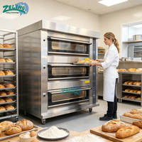 Horno Eléctrico de Panadería de Lujo de Gran Capacidad, 3 Niveles, 9 Bandejas, Horno Comercial para Pan, para Fábricas de Alimentos y Supermercados