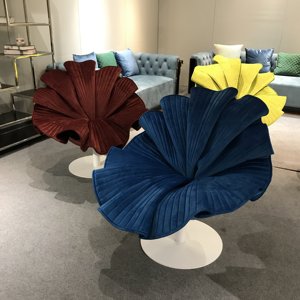 Poltrona Girevole di Lusso a 360°, Sedia Moderna di Design a Forma di Petalo in Velluto per Salotti di Ville <span class=keywords><strong>e</strong></span> Residenze di Lusso - Product Image 5