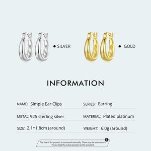 ต่างหูห่วงชุบทองคลาสสิก โลหะผสม เครื่องประดับแฟชั่นสำหรับทุกเพศ - Product Image 3