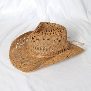 High Quality Vintage Outdoor Summer Wholesale Cowboy <b>Straw</b> <b>Hat</b> Sombrero Western Cowboy <b>Hat</b> Adult With Windproof Rope - Product Image 3