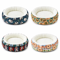 Coussin pour animaux de compagnie épais et chaud pour chats et petits chiens, tissu jacquard de style chinois, tapis doux pour chiots, coussin de couchage confortable pour l'hiver