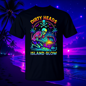 Camiseta Dirty Heads Island Glow para hombre, diseño de esqueleto de neón negro - Product Image 3