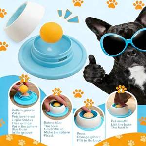 <b>Cats</b> Lick Bowl Slow <b>Feeder</b> Non-Slip Base Educational Toy Anxiety Relief Rotating Ball Customizable Durable Lick Toy Plastic - Product Image 3