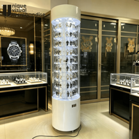 Vitrine rotative personnalisable pour cosmétiques, présentoir tournant en acrylique à 360° pour magasin de maquillage, éclairage LED
