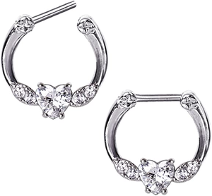 Cuore setto Clicker naso anello Tragus orecchino elica Piercing <span class=keywords><strong>argento</strong></span> cristallo placcato strass Unisex per il corpo gioielli - Product Image 1