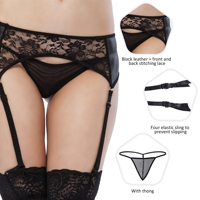 Noir 5xl String Lingerie Culotte Sexy String Jarretière 5 Taille En Cuir Jambe Jarretières Femmes Sexy Sous-Vêtements