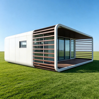 Maison Capsule Préfabriquée Moderne en Conteneur avec Verre Trempé – Design Écologique et Durable pour Glamping Extérieur, Salon, Appartement, Parc