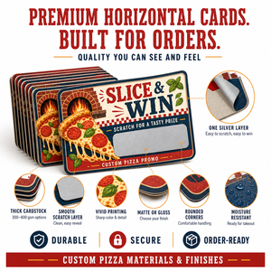 Cartes à gratter promotionnelles couleur personnalisées, inserts de boîte pour coupons de pizza, en carton/carton duplex, pour récompenses à emporter – Vente directe usine - Product Image 2