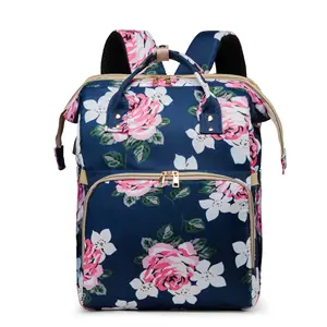 Wholesale Waterproof Fashion Print Texture Large Capacity Usb Diaper Backpack Baby Bag