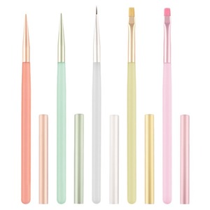 Ensemble de pinceaux à ongles à manche pastel, poils doux, pointes de précision pour la manucure française en salon - Product Image 6