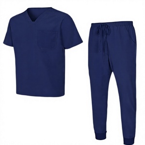 Conjunto de Uniforme Médico Unisex con Cuello en V, Pantalones Anchos con Bolsillos para Personal de Clínica y Veterinaria - Product Image 1