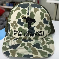 Old School Camo Trucker Hat Blank Retro Design Duck Brown Color Leather Patch Custom