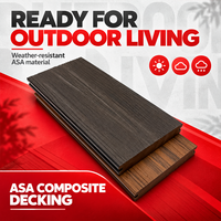 Plancher composite solide en WPC co-extrudé à grain de bois naturel de qualité supérieure pour terrasse de villa, planches ASA pour sol